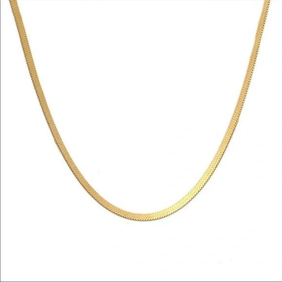 18” NEW GOLD HERRINGBONE SNAKE LINK CHAIN NECKLACE, NICE NECKLACE, CUTE NECKLACE - Picture 6 of 7